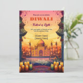 Temple Glow Diwali Einladung (Stehend Vorderseite)