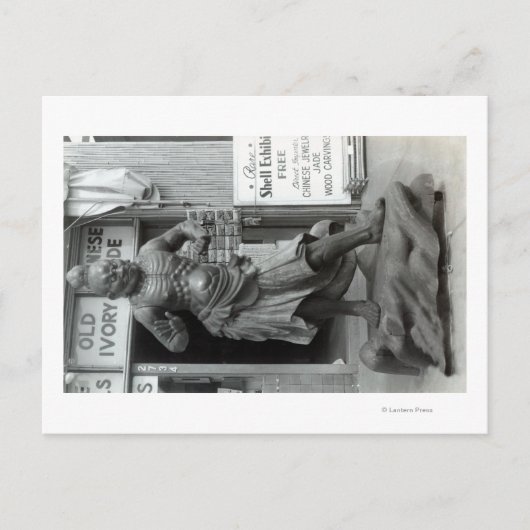 Temple Guard Statue im Pacific Curio Shop, Postkarte (Vorderseite)