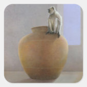 Temple Monkey Quadratischer Aufkleber (Vorderseite)