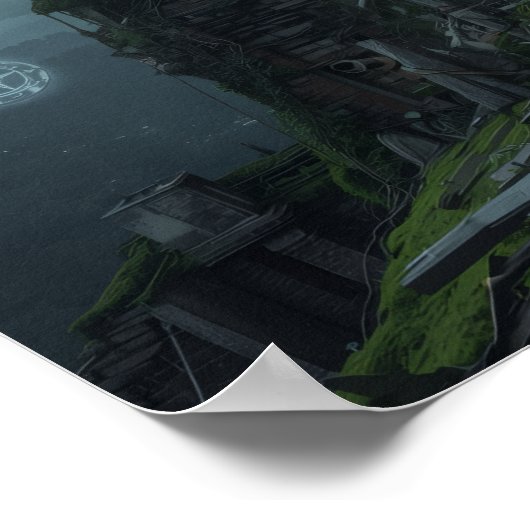 Temple of the Last AI Monks: Futuristic Sci Fi Poster (Ecke)