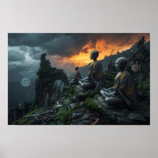 Temple of the Last AI Monks: Futuristic Sci Fi Poster (Vorne)
