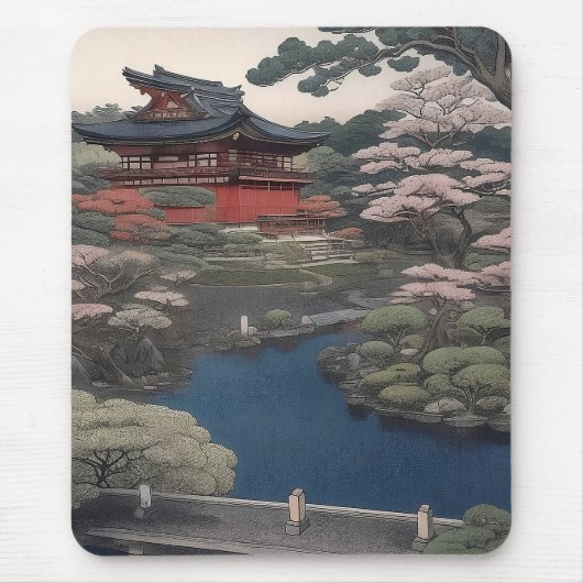 Temple on the river - Japan Mousepad (Vorne)