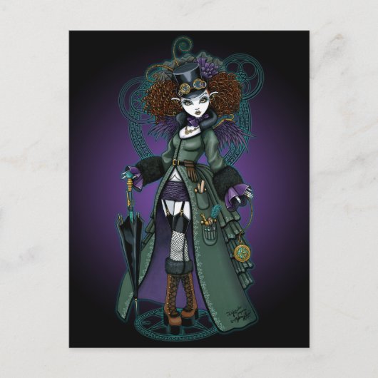 Temple Viktorianisch Steampunk Vampire Angel Postc Postkarte (Vorderseite)