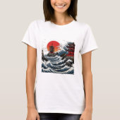 Temple Wave Art - Ukiyo-e Japanese Sunset Design T-Shirt (Vorderseite)