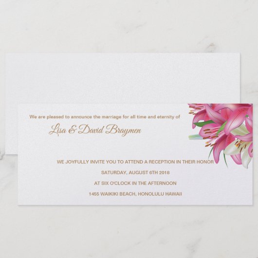 Temple Wedding Einladung Empfang Card (Vorne/Hinten)