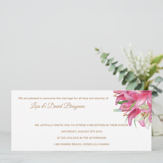 Temple Wedding Einladung Empfang Card (Stehend Vorderseite)