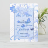 Temple Wedding & Empfang Invite-Blue Peonies Einladung (Stehend Vorderseite)