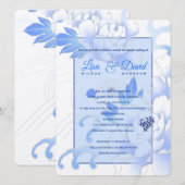 Temple Wedding & Empfang Invite-Blue Peonies Einladung (Vorne/Hinten)