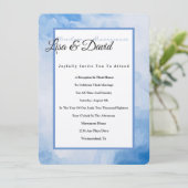 Temple Wedding Empfang Invite-Blue Wassercolor Einladung (Stehend Vorderseite)