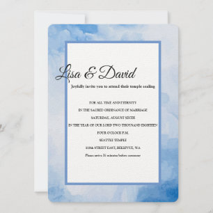 Temple Wedding & Empfang Invite-Blue Wasserfarbe Einladung