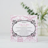 Temple Wedding Empfang laden rosa Krönung ein Einladung (Stehend Vorderseite)