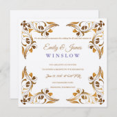 Temple Wedding Reception Card Extravagante Leaf-Gr Einladung (Vorne/Hinten)