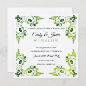 Temple Wedding Reception Card Extravagante Leaf-Gr Einladung (Vorne/Hinten)