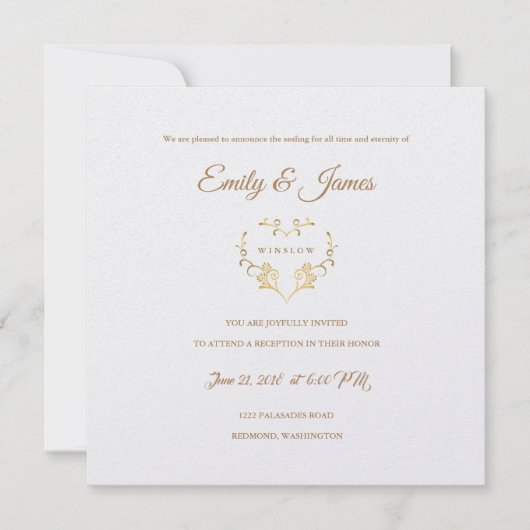 Temple Wedding Reception Card Extravagantes Gold H Einladung (Vorderseite)