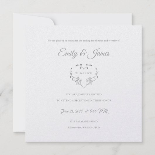 Temple Wedding Reception Card Extravagantes Herz Einladung (Vorderseite)