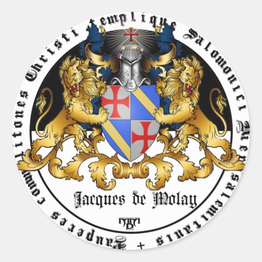 Templer Großmeister Jacques de Molay Aufkleber (Vorderseite)