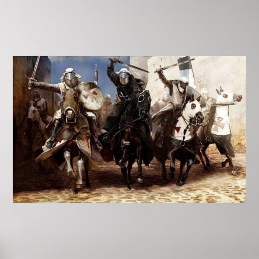 Templer reiten Attacke Poster (Vorne)