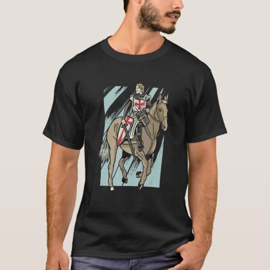 Templer-Ritter-Pferd-Kämpfer T-Shirt (Vorderseite)