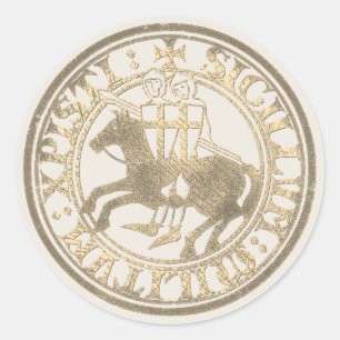 Templer-Siegel Zwei Ritter Pferd Medaillon Runder Aufkleber