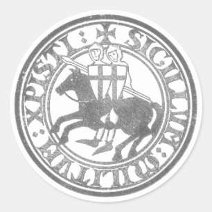 Templer-Siegel Zwei Ritter Pferd Medaillon Runder Aufkleber