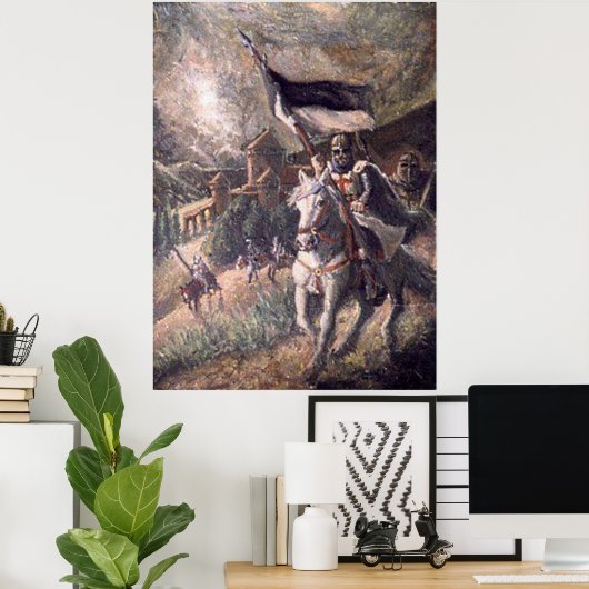 Templer vor einer Burg Poster (Heimbüro)