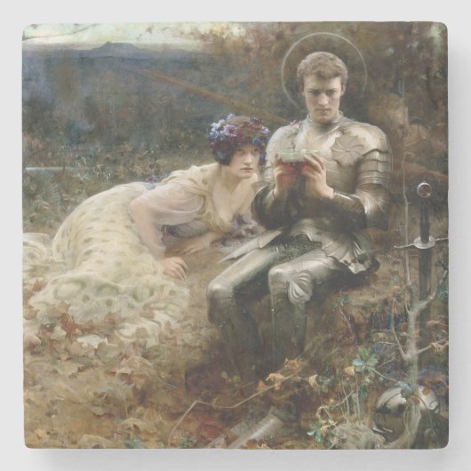 Tempo von Sir Percival (mittelalterlicher Ritter) Steinuntersetzer (Vorderseite)