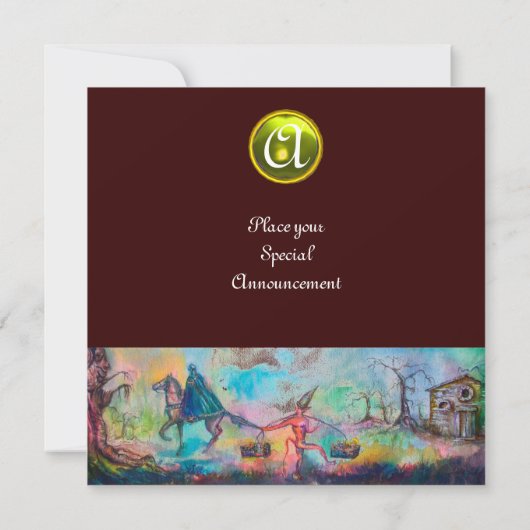 TEMPTATION-Monogramm-Edelstein gelb Einladung (Rückseite)