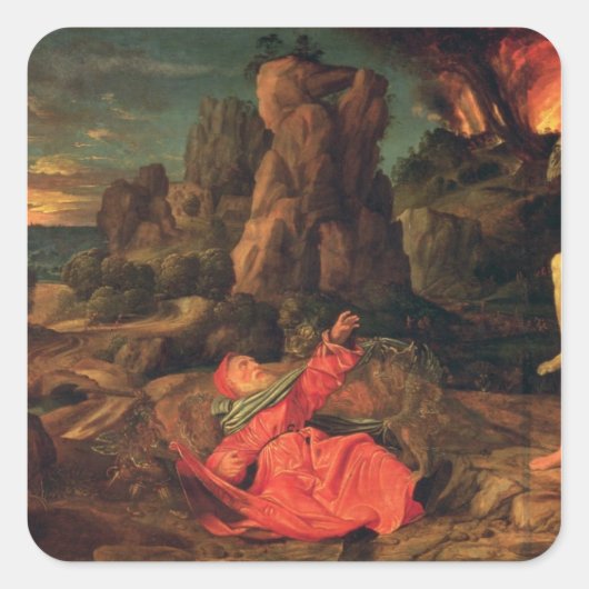Temptation von St. Anthony, c.1530 Quadratischer Aufkleber (Vorderseite)