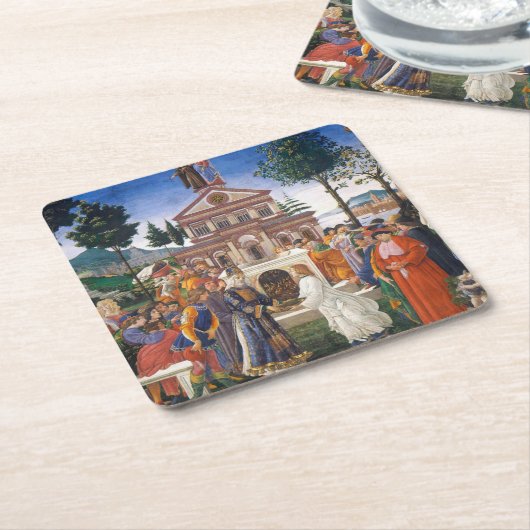 Temptationen Christi, Sandro Botticelli Rechteckiger Pappuntersetzer (angewinkelt)