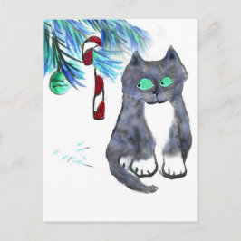 Tempting Candy Cane for Kitty Postkarte