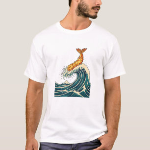 Tempura-Garnele Große Welle Japanische Kunst Parod T-Shirt