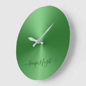 Tempus Fugit Green Metallic Style Acrylic Große Wanduhr (Winkel)