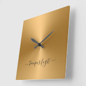 Tempus Fugit Shiny Gold Metallic Style Acrylic Quadratische Wanduhr (Winkel)
