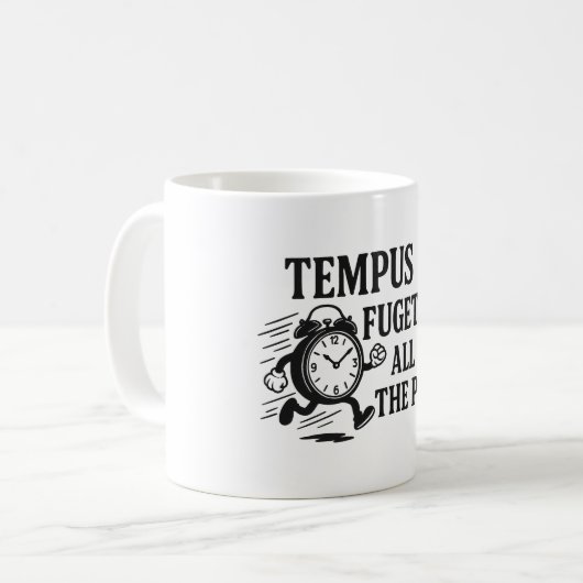 Tempus ist Fugeting Kaffeetasse (Vorderseite Links)