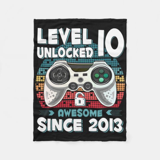 Ten 10yr Bday Son Boy Funny Gamer 10th 10 Year Old Fleecedecke (Vorderseite)