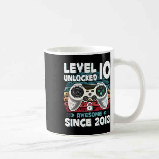 Ten 10yr Bday Son Boy Funny Gamer 10th 10 Year Old Kaffeetasse (Rechts)