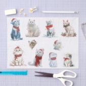 Ten Christmas Cats on a White Background Seidenpapier (Handwerk)