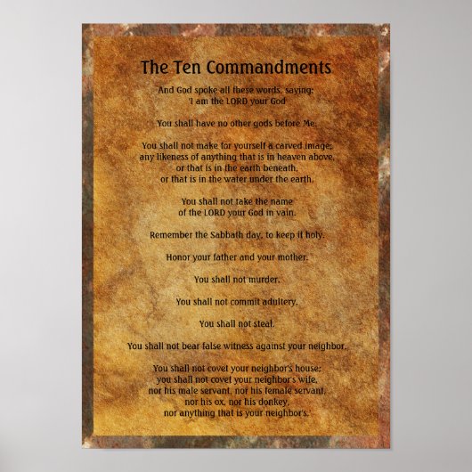 Ten Commandments on Stone Background Poster (Vorne)