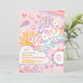 Ten Is A Vibe Retro Groovy Daisy 10th Birthday Inv Einladung (Stehend Vorderseite)