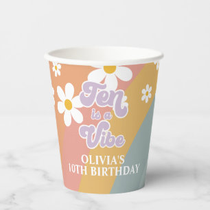 Ten is a Vibe Retro Regenbogen-Papierbecher Pappbecher