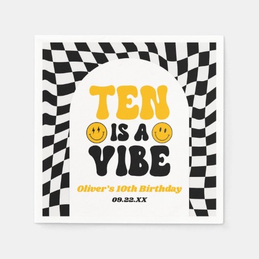 Ten Is A Vibe Retro Tenth 10th Birthday Party Serviette (Vorderseite)