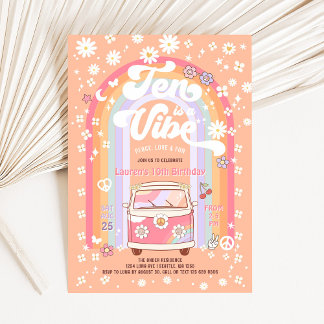Ten ist ein Vibe Daisy Groovy Van 10. Geburtstag Einladung