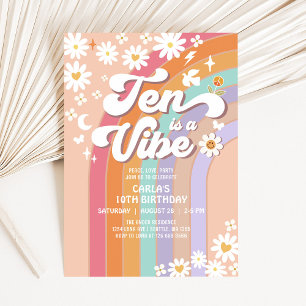 TEN ist ein Vibe Daisy Rainbow Hippie Birthday Einladung