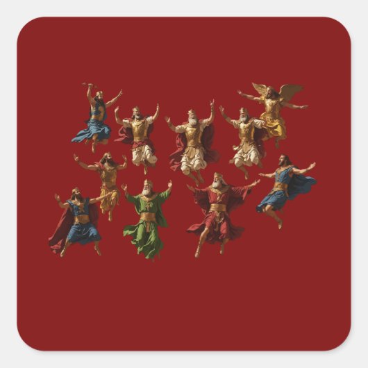 Ten Lords Leaping The Ten Commandments Vector  Quadratischer Aufkleber (Vorderseite)