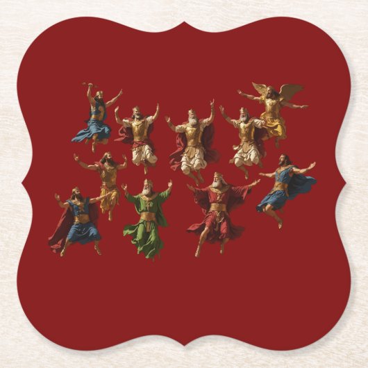 Ten Lords Leaping The Ten Commandments Vector Untersetzer (Vorderseite)