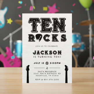 Ten Rocks Gitarrenplektrum 10. Geburtstagsfeier Einladung
