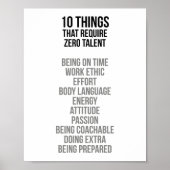 Ten Things That Require Zero Talent Poster (Vorne)