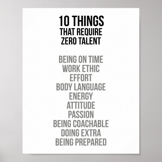 Ten Things That Require Zero Talent Poster (Vorne)