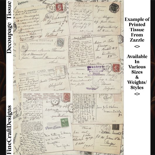 Ten Vintage Handwritten Postcards ES1F Decoupage Seidenpapier