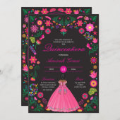 Tenangos Bordados Pink Quinceañera Einladung (Vorne/Hinten)